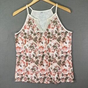 Floral Butterfly Print Tank Top Medium‎ M Sleeveless Halter Summer Casual